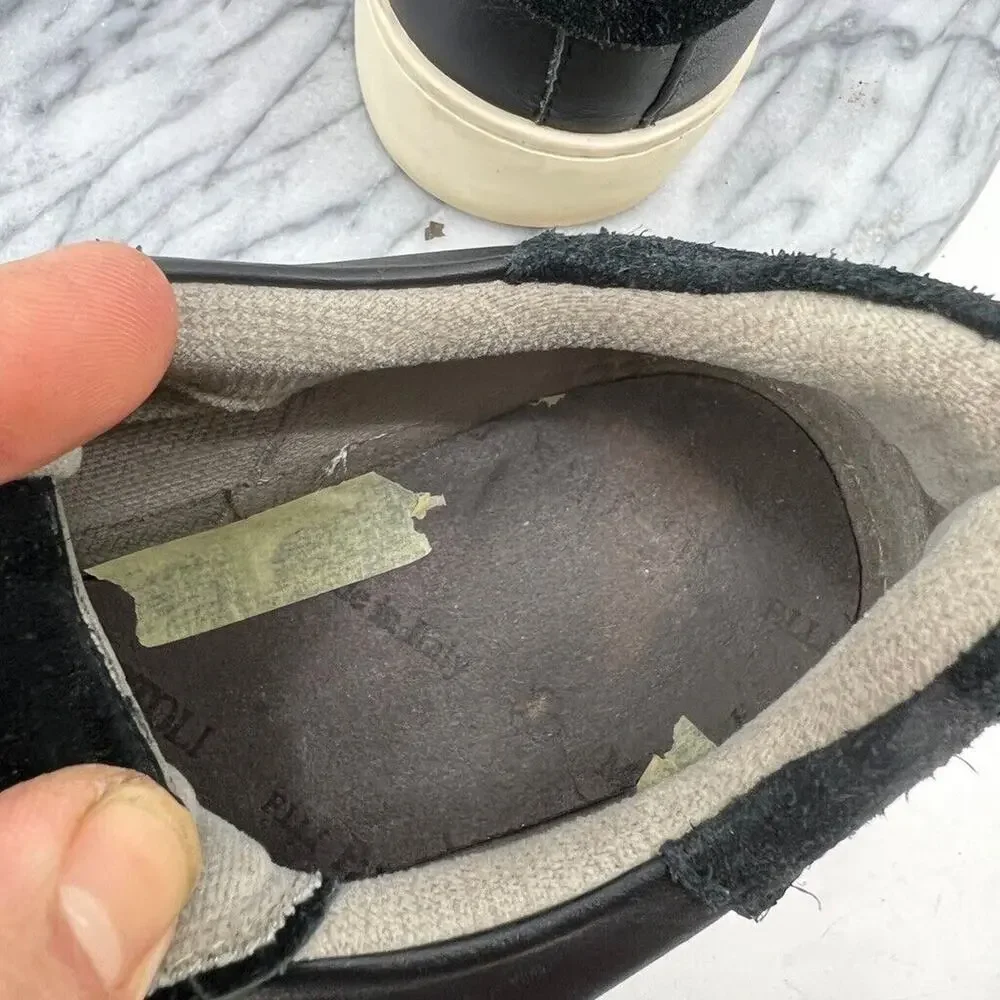 Allsaints Womens 10 Sneaker Black Leather Low Top Shana Trainer *Missing Insoles